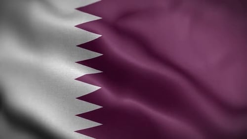 Waving Flag of Qatar with Realistic Fabric Texture
