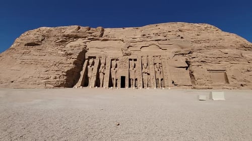 Aswan, Egypt : Great Abu Simbel temple of Pharaoh Ramses II in southern Egypt in Nubia next to Lake
