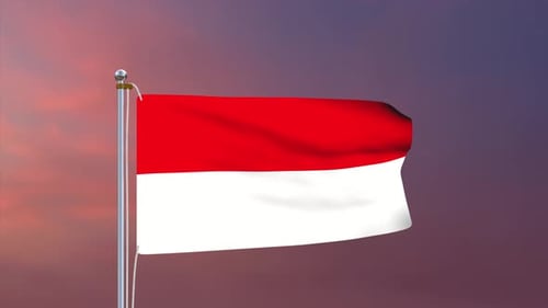Indonesia National Flag Waving Loop Animation