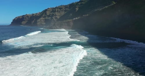 Aerial View. Beautiful View From Above of the Ocean and Coast on a Sunny Day, Tenerife