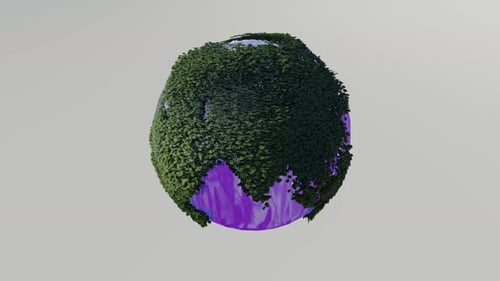 The earth rotates with the purple sea