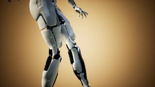 Detailed 3D Model of Futuristic Female Robot Rotating