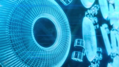 Rotating Wireframe Mechanism Digital Loop Background