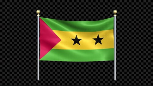 Drapeau de Sao Tomé-et-Principe agitant En Double Pôle En Boucle