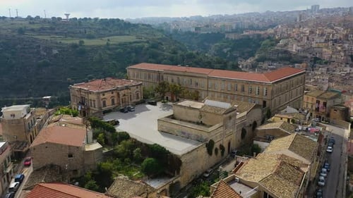Bird's-eye View of the City of Ragusa. Island of Sicily Italy