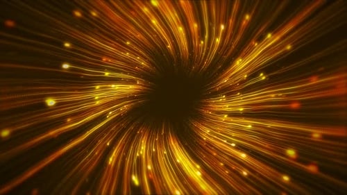 Flight Inside a Gold Stars Field Rotation Tunnel