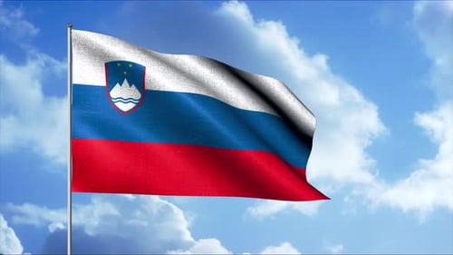 Realistic Slovenia Flag Waving with Fabric Texture