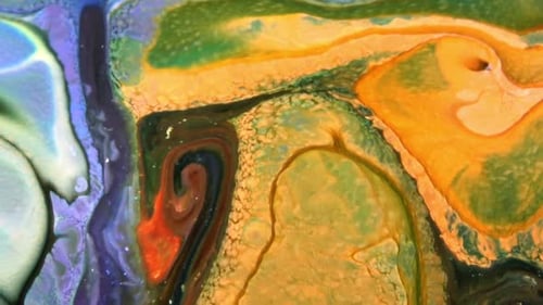 Abstract Paint Swirls and Color Mixing Close-Up