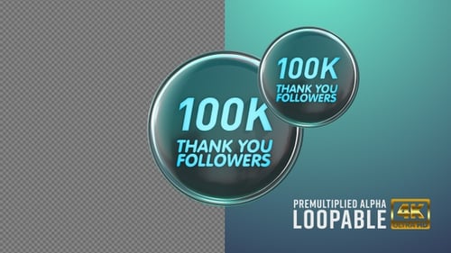 100K Thank You Badge Looping with Alpha Channel