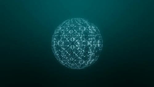 Futuristic Network Sphere Rotating with Glowing Connections
