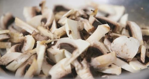 Chopped White Mushrooms in a Bowl