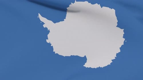 Antarctica Continent Map Waving Flag Animation