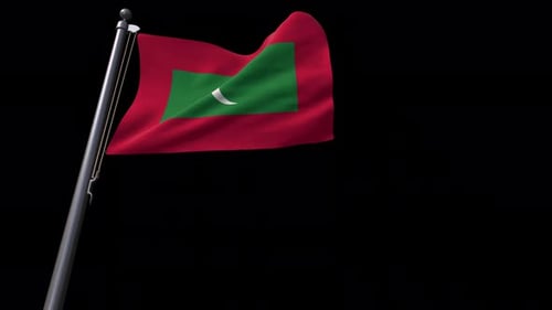 Realistic Waving Maldives National Flag Animation with Alpha