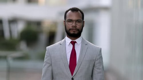 Front View of Confident African American Man Looking at Camera