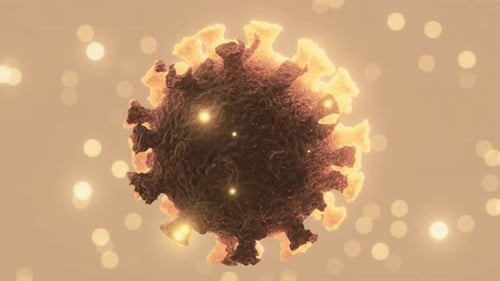 Animated Microscopic Cell or Virus with Glistening Particles