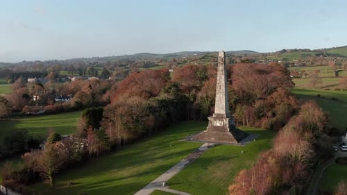 Scenic Aerial View of Rural Obelisk Monument