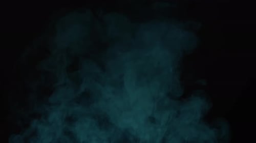 Realistic Teal Smoke on Black Background