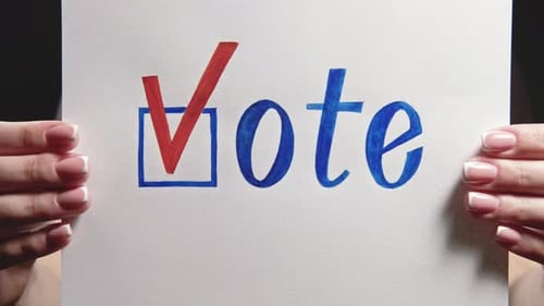 Close Up of Vote Sign Held by Person
