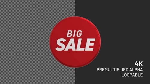 Emblema rotativo em loop 3D de grande venda com canal alfa 4K