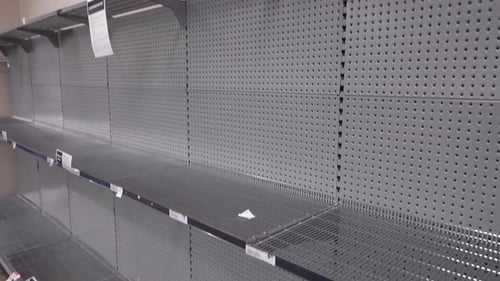 Empty Supermarket Shelves During Economic Crisis