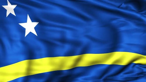 Realistic Curacao Flag Waving Loop Animation