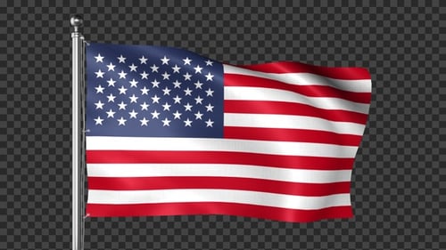 Realistic American Flag Waving with Alpha Channel