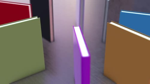 Colorful Books Fly Through Animation for Education