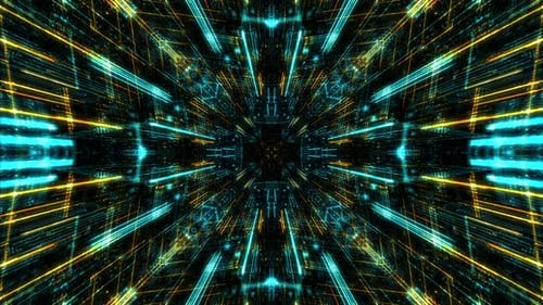 Abstract digital virtual city with technology and connection. 3D render 4K loop