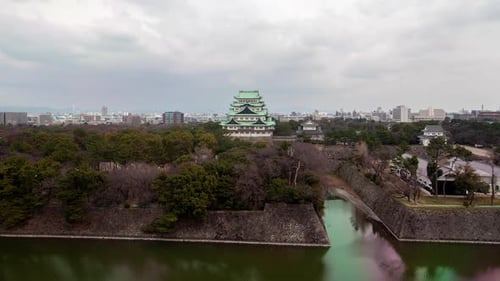 Nagoya Palace Cityscape Park View Japan Timelapse