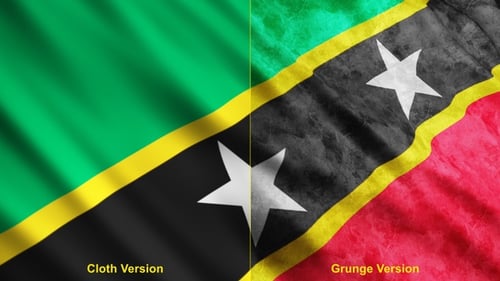 St. Kitts And Nevis Flag Waving Loop With Grunge Texture