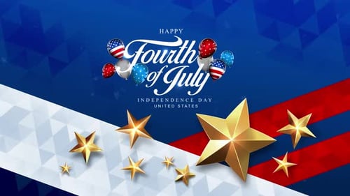 Fourth of July Independence Day United States of America State with Flag 4K