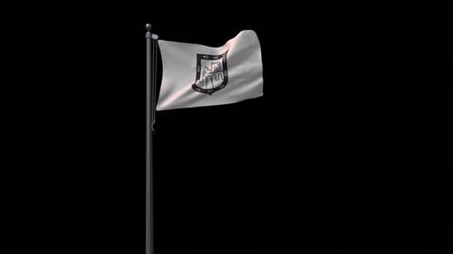 Realistic Waving Flag with Coat of Arms on Alpha Channel