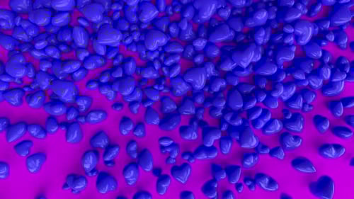 Glossy Purple Hearts Falling on Magenta for Love and Celebrations