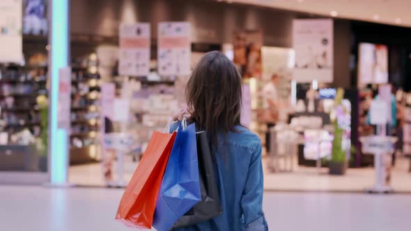 Cover for Rear view of woman with shopping bags in shopping mall