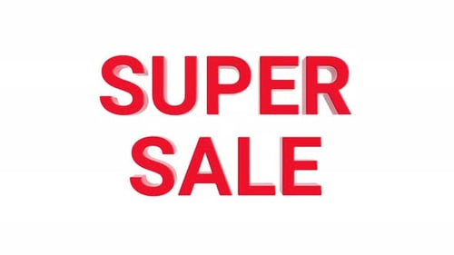 Super Sale Text Motion Graphic Element Minimalistic Animation Red on White Background