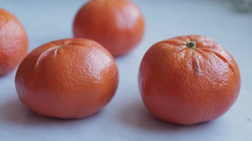 Bright Orange Tangerines Close Up, Healthy Fruit
