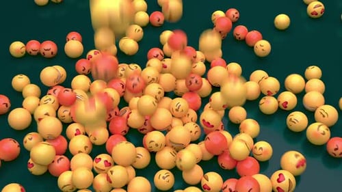 Animated Emojis Falling And Piling Up For Social Media