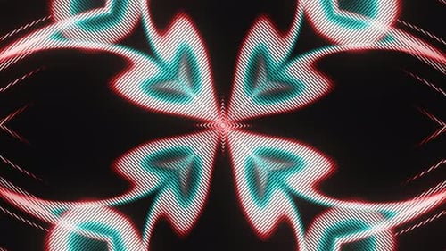 Abstract Blue and Red Flower Kaleidoscope Vj Loop Animation