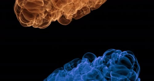 Orange Feuer und blaues Feuer