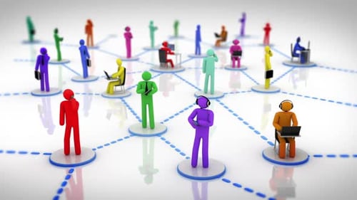 Growing Business Network with Colorful 3D Figures Connecting