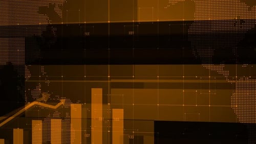 Animated Financial Growth Chart with World Map Background