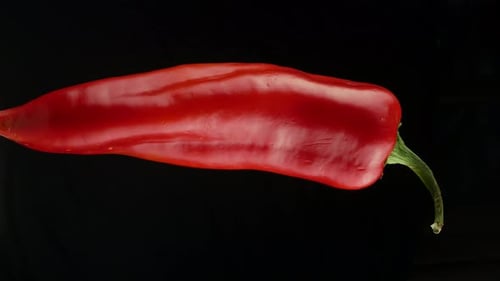 Vivid Red Pepper Centered on Black Background