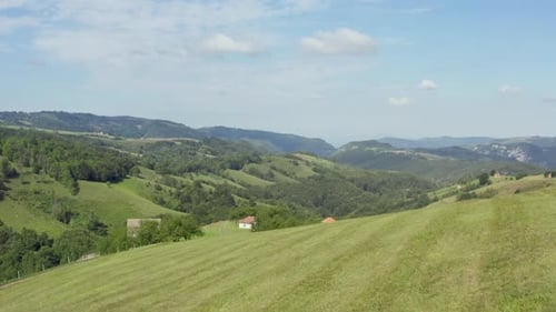 Aerial View Surrounded By Fields Forest and Beautiful Landscape