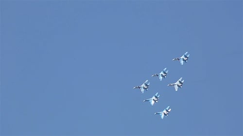 Fighter Jets Flying in Formation in the Sky