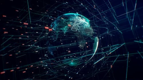 Digital Globe Network Data Connection Technology Animation