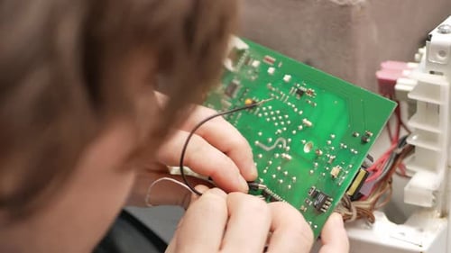 Man Fixes Washing Machine Repairs Broken Destroyed