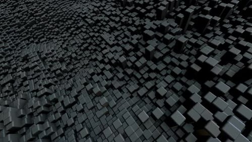 Abstract Dark Geometric Cubes Waving Field Background
