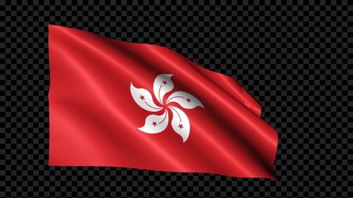 Realistic Waving Hong Kong Flag Animation with Alpha Channel