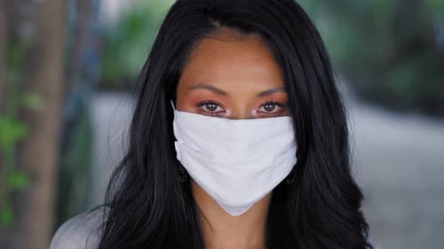 Beautiful Asian Woman Wearing Surgical Face Mask
