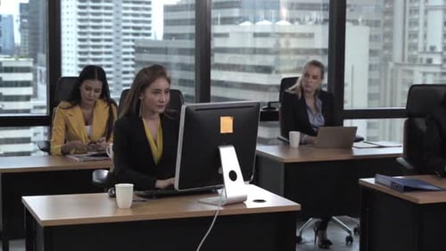 Business People Working with Desktop Computer in Office